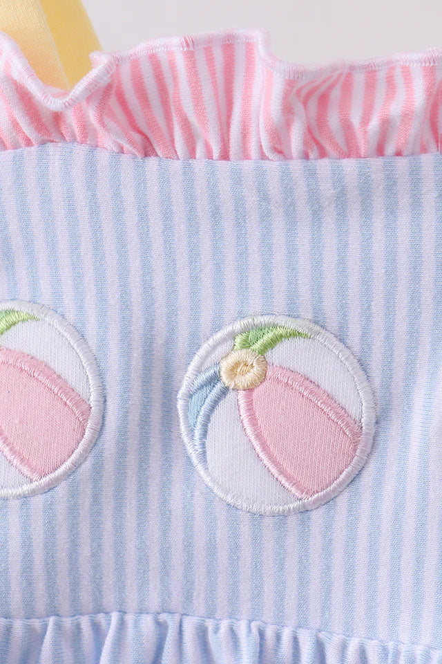 BEACH BALL EMBROIDERY RUFFLE STRIPE BUBBLE