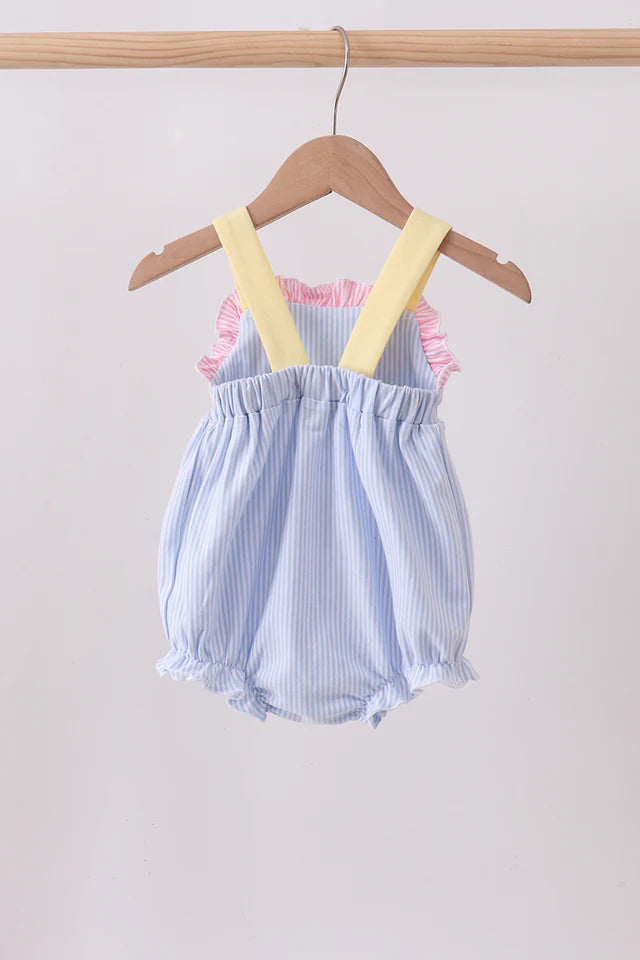 BEACH BALL EMBROIDERY RUFFLE STRIPE BUBBLE