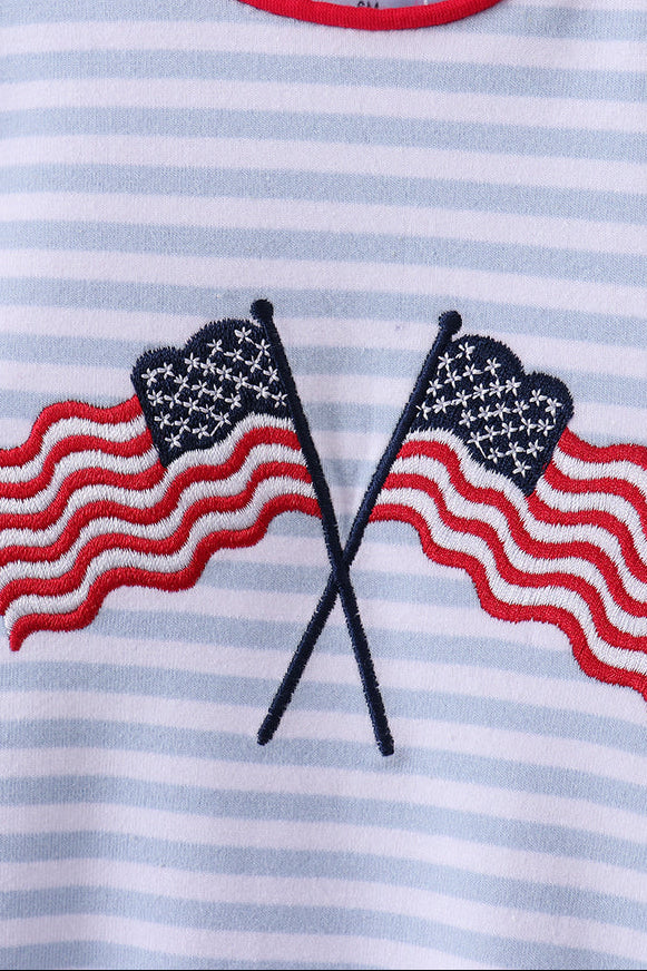 RED FLAG EMBROIDERY STRIPE JONJON