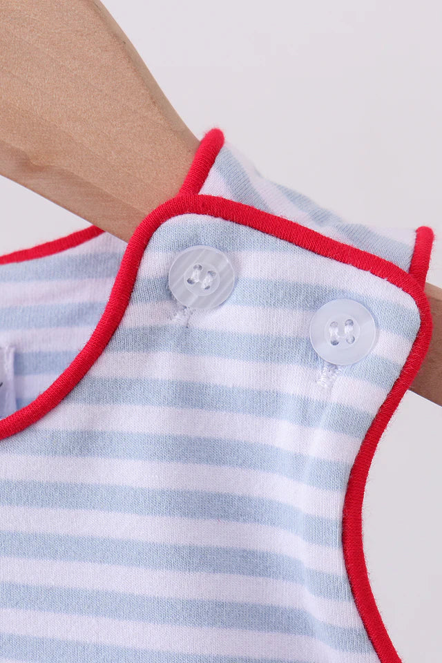 RED FLAG EMBROIDERY STRIPE JONJON