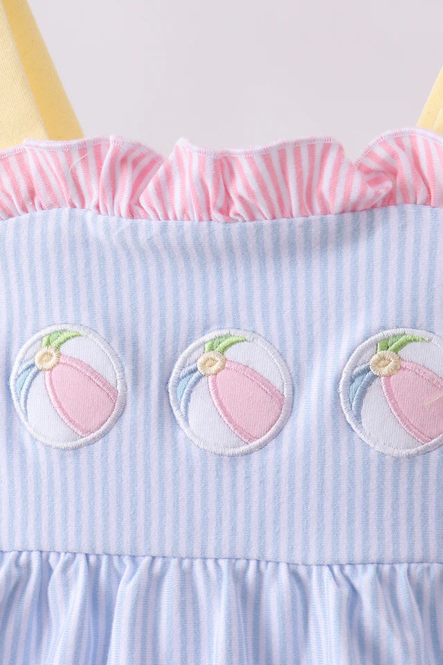 BEACH BALL EMBROIDERY RUFFLE BLOOMER SET