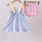 BEACH BALL EMBROIDERY RUFFLE BLOOMER SET