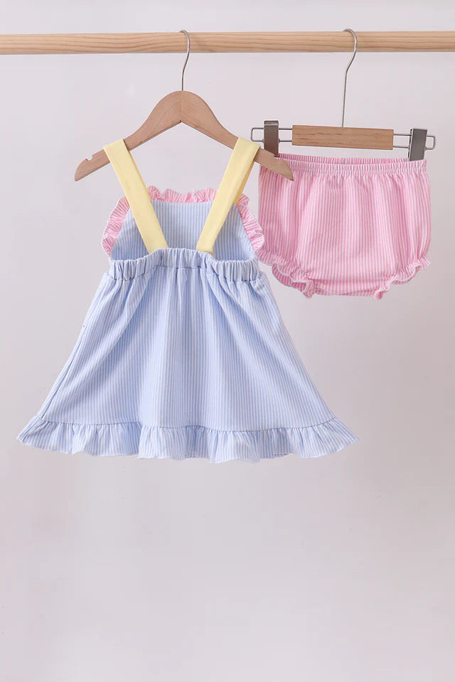 BEACH BALL EMBROIDERY RUFFLE BLOOMER SET