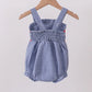 BLUE CRAB EMBROIDERY GINGHAM RUFFLE BUBBLE