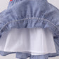 BLUE CRAB EMBROIDERY GINGHAM TIERED DRESS
