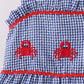 BLUE CRAB EMBROIDERY GINGHAM TIERED DRESS