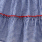 BLUE CRAB EMBROIDERY GINGHAM TIERED DRESS