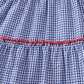 BLUE CRAB EMBROIDERY GINGHAM TIERED DRESS