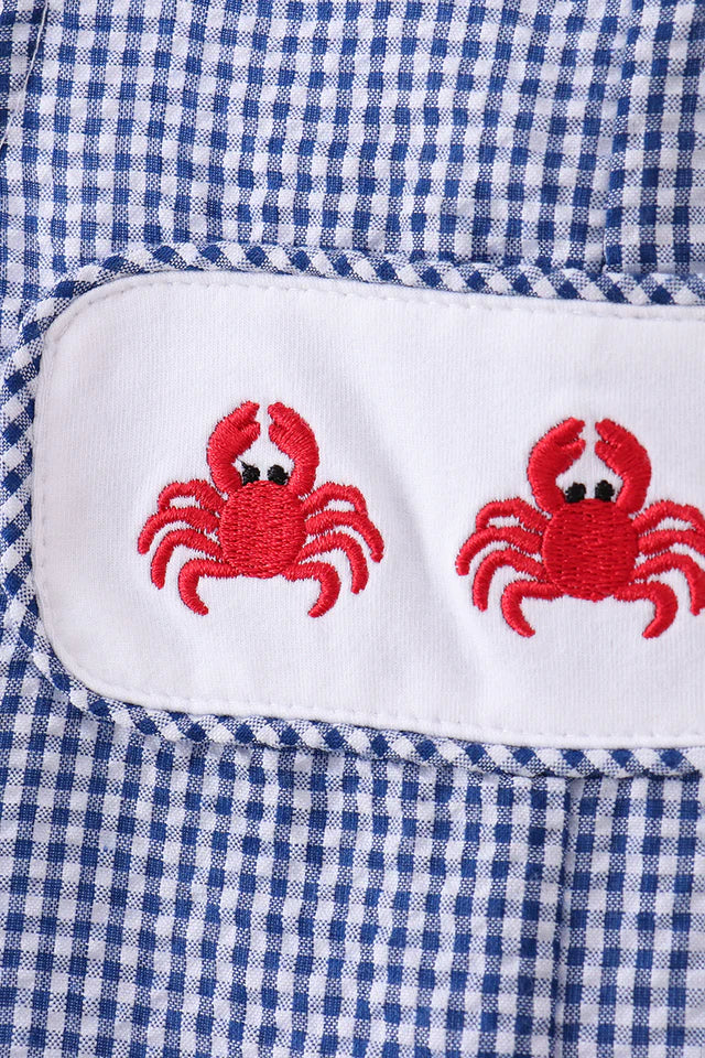 BLUE CRAB EMBROIDERY GINGHAM JONJON