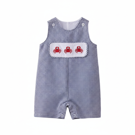 BLUE CRAB EMBROIDERY GINGHAM JONJON