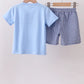 BLUE CRAB EMBROIDERY GINGHAM SHORTS SET