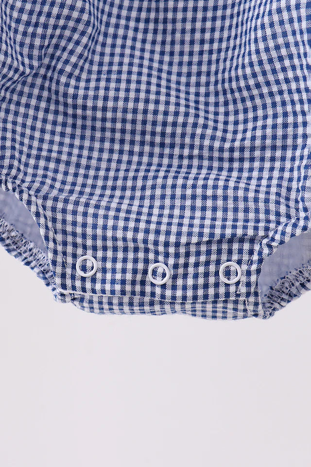 BLUE CRAB EMBROIDERY GINGHAM BUBBLE