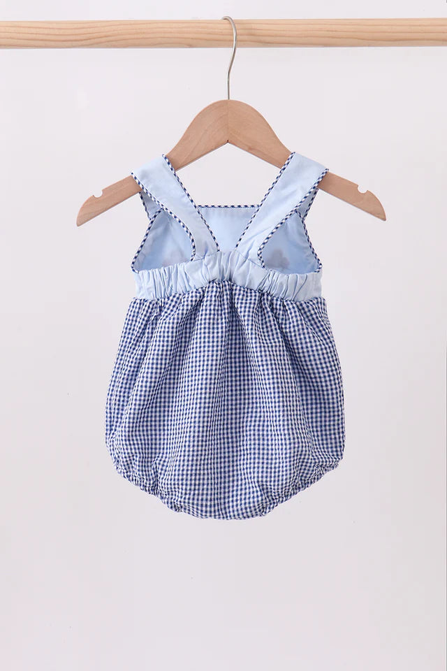 BLUE CRAB EMBROIDERY GINGHAM BUBBLE