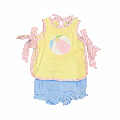 BEACH BALL APPLIQUE BOW SHORTS SET
