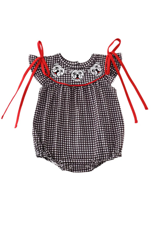 Black georgia embroidery gingham girl bubble