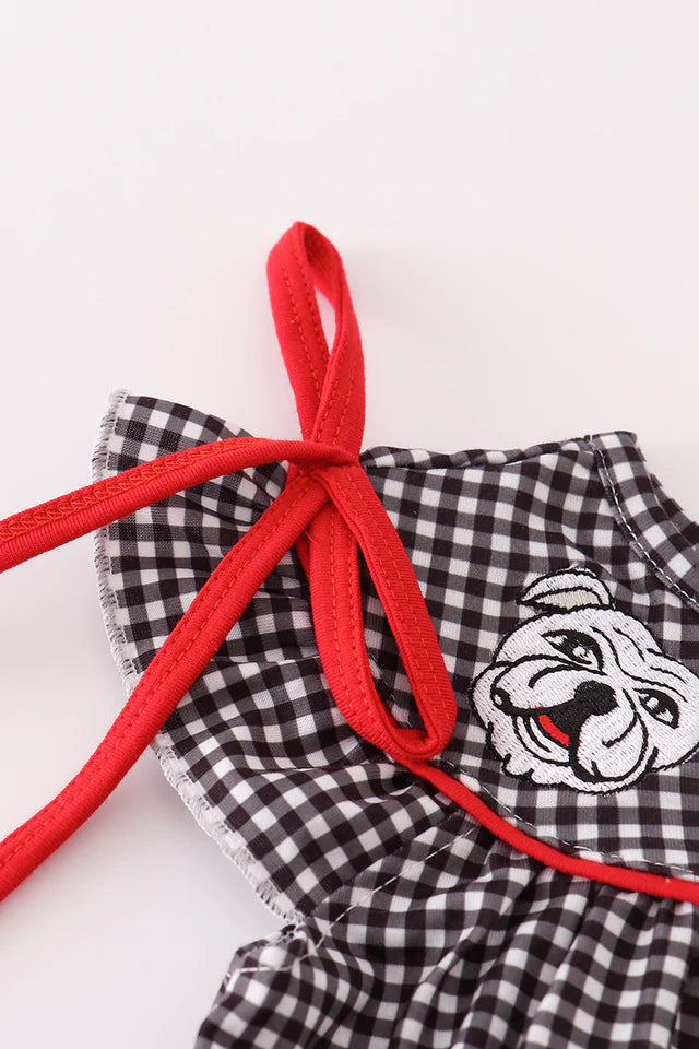 Black georgia embroidery gingham girl bubble