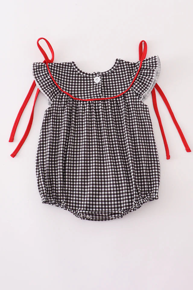 Black georgia embroidery gingham girl bubble