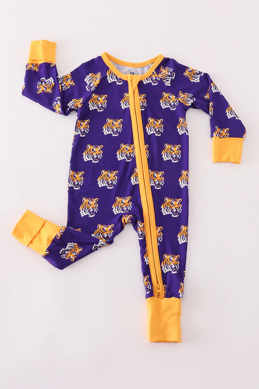 PURPLE LSU GEAUX TIGER BAMBOO ROMPER
