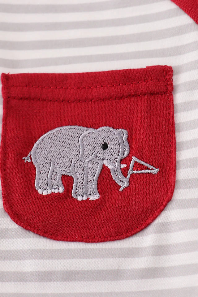 ALABAMA ROLL TIDE ELEPHANT EMBROIDERY STRIPE TOP