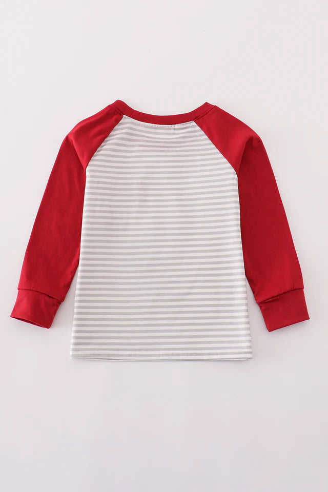 ALABAMA ROLL TIDE ELEPHANT EMBROIDERY STRIPE TOP