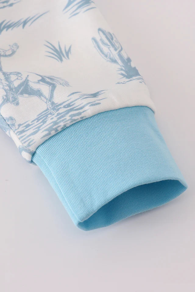 BLUE COWBOY EMBROIDERY ROMPER