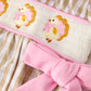 Fall Thanksgiving Lapel Plaid Turkey Embroidery Smocking Bow Baby Girls Romper