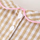 Fall Thanksgiving Lapel Plaid Turkey Embroidery Smocking Bow Baby Girls Romper
