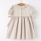Fall Halloween & Thanksgiving Pumpkin Embroidery Smock Plaid Girls Dress