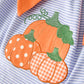 Fall Thanksgiving and Halloween Lapel Stripe Pumpkin Applique Bow Girls Dress