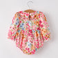Fall Halloween & Thanksgiving Pumpkin Bow Smock Embroidered Floral Baby Girl Romper