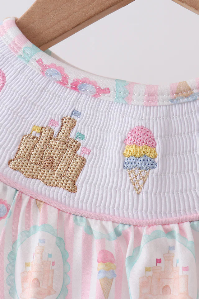 SAND CASTLE SMOCKED RUFFLE BUBBLE