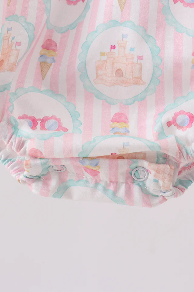 SAND CASTLE SMOCKED RUFFLE BUBBLE