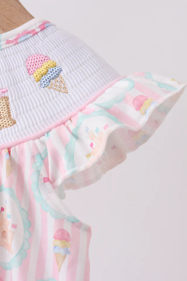 SAND CASTLE SMOCKED RUFFLE BUBBLE