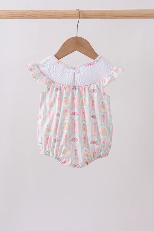 SAND CASTLE SMOCKED RUFFLE BUBBLE