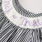 Halloween Striped "Trick Or Treat" Smock Embroidered Baby Girl Romper