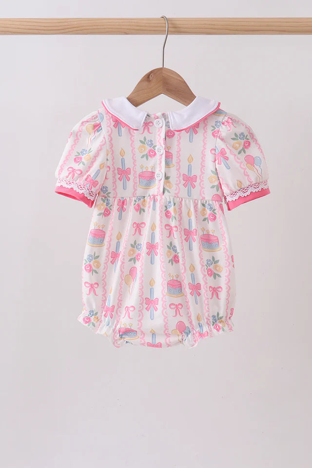 PINK BIRTHDAY CAKE SMOCKED BUBBLE