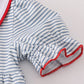BLUE PRINCESS EMBROIDERY STRIPE RUFFLE BUBBLE