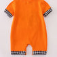 ORANGE HALLOWEEN CHARACTER FRENCH KNOT ROMPER