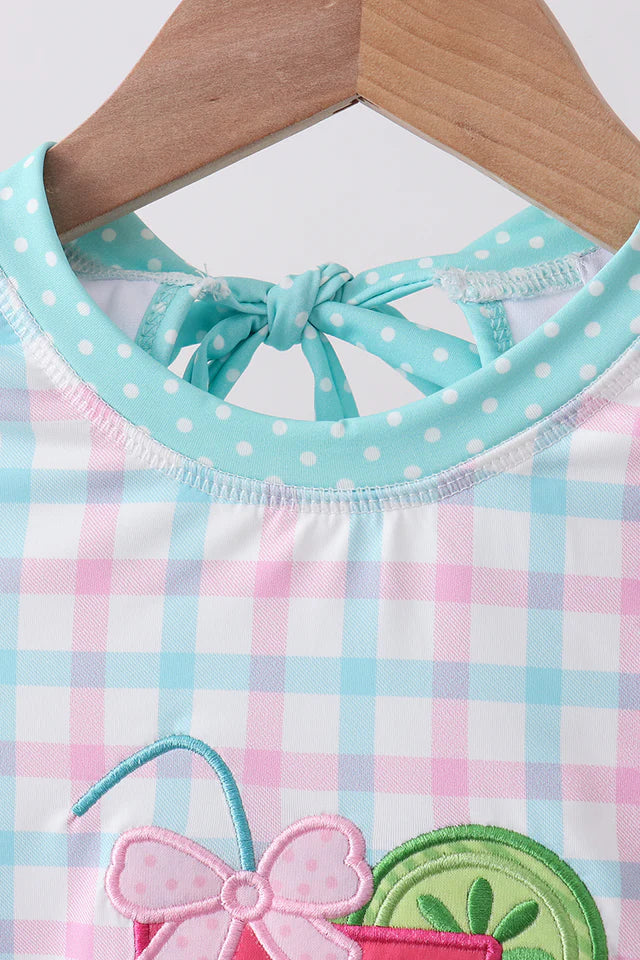 SUMMER PLAID APPLIQUE RASHGUARD