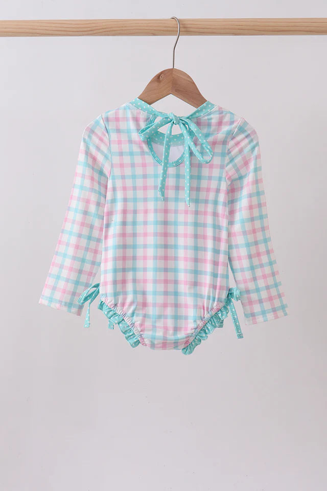 SUMMER PLAID APPLIQUE RASHGUARD