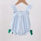 BLUE STRIPE DUCK FRENCH KNOT RUFFLE BUBBLE
