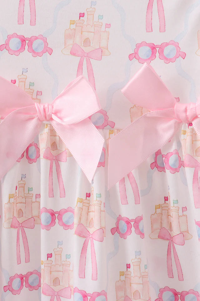 PINK BOW  SAND  CASTLE RUFFLE DRESS