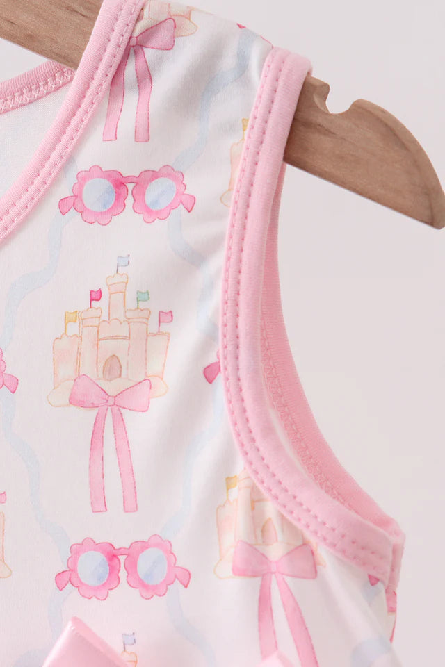 PINK BOW  SAND  CASTLE RUFFLE DRESS