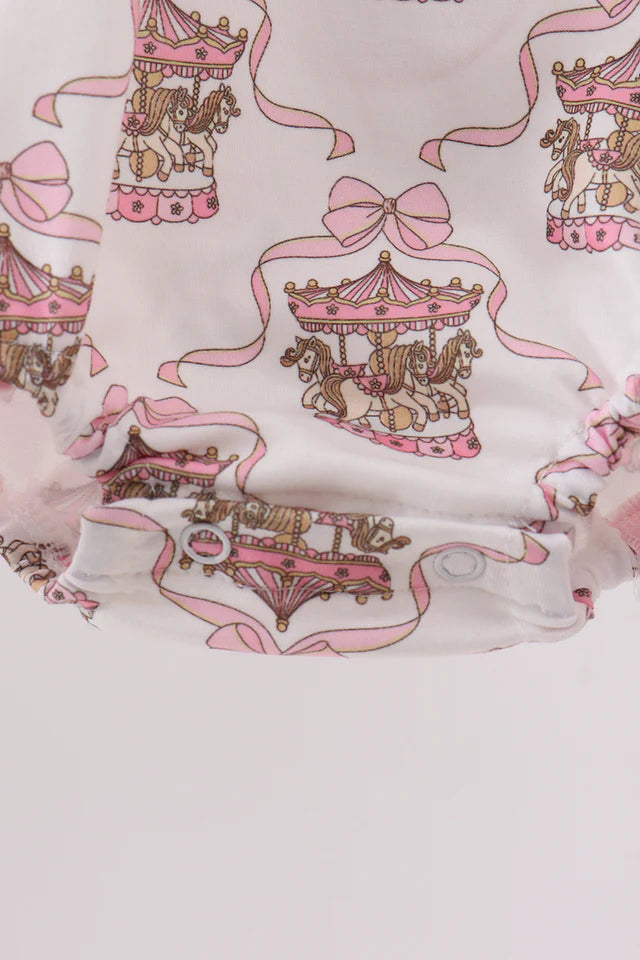 PINK CAROUSEL PRINT RUFFLE BUBBLE