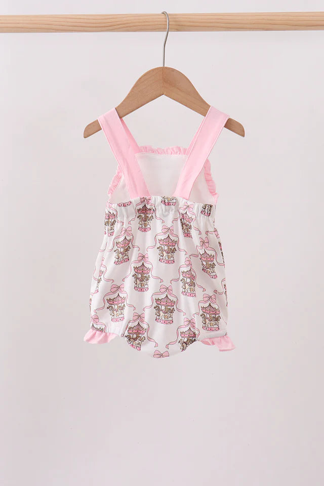 PINK CAROUSEL PRINT RUFFLE BUBBLE