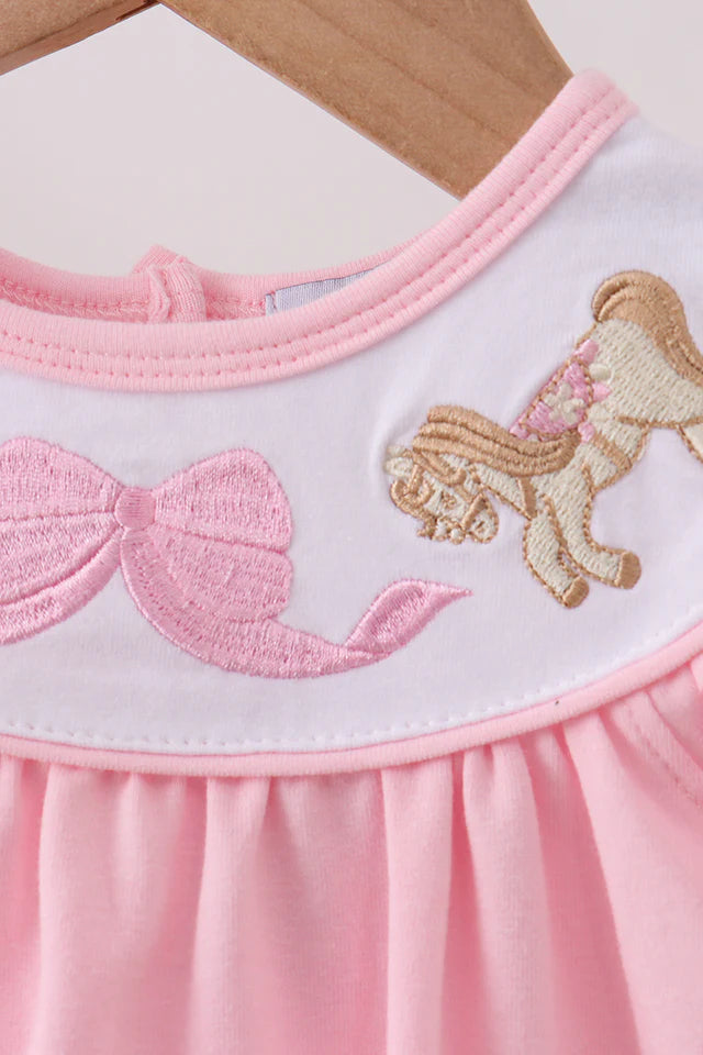 PINK CAROUSEL EMBROIDERY RUFFLE BUBBLE
