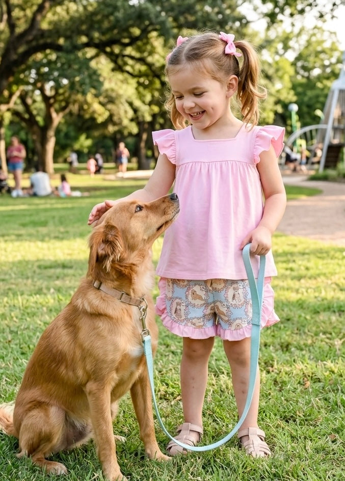 PINK PUPPY FLORAL PRINT RUFFLE SHORTS SET