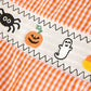 Fall Halloween Orange Pumpkin Ghost Spider Smock Embroidery Baby Boy Romper