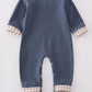 NAVY HUNTING EMBROIDERY ROMPER