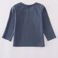 NAVY HUNTING EMBROIDERY TOP